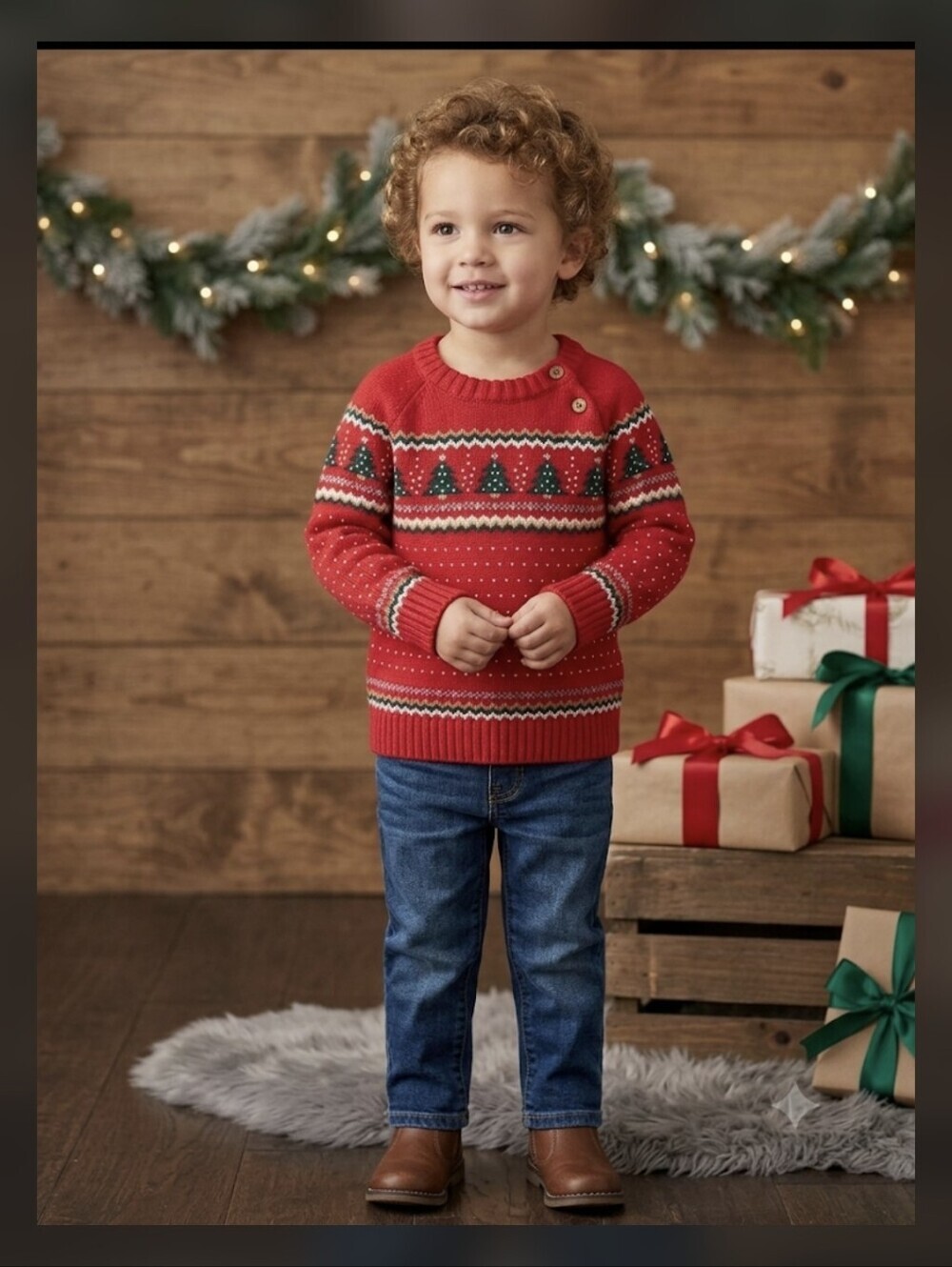 Tommy Bahama Kids Red Fair Isle Christmas Tree Sweater 4T Cotton Blend